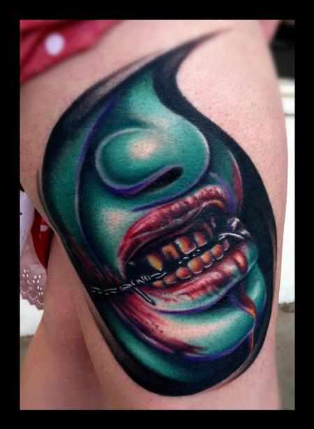 Brent Olson - Creep Face color Brent Olson Art Junkie Tattoo